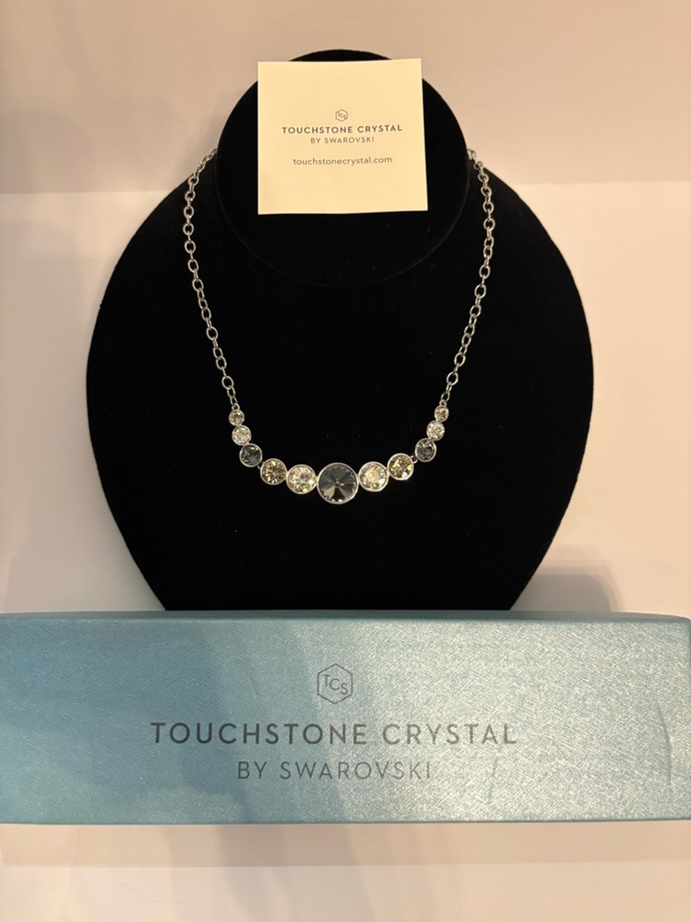 Touchstone Crystal by Swarovski Silver Necklace with multi color Crystals